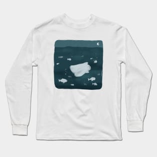 Happy Ghost Swimming With Fish Long Sleeve T-Shirt